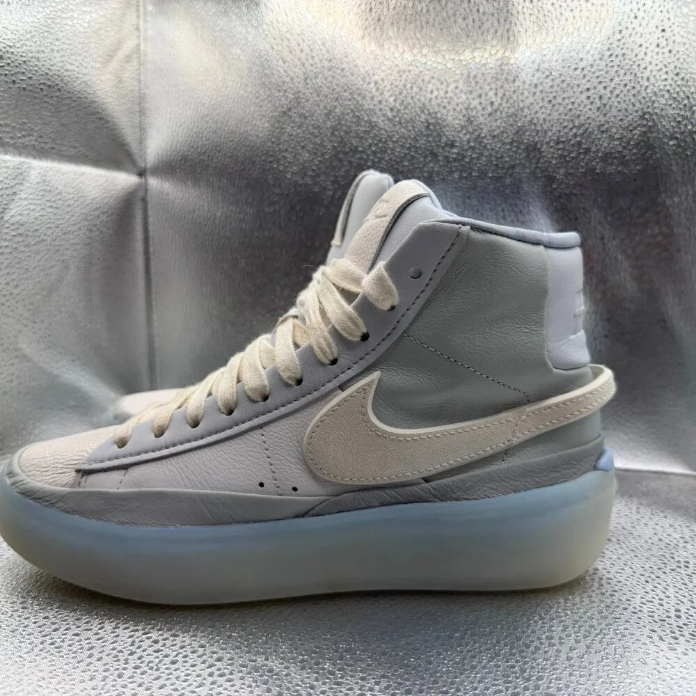 Size 6 Nike Blazer Phantom Mid‎ White Blue Lace Up Athletic Sneakers DX5800-001